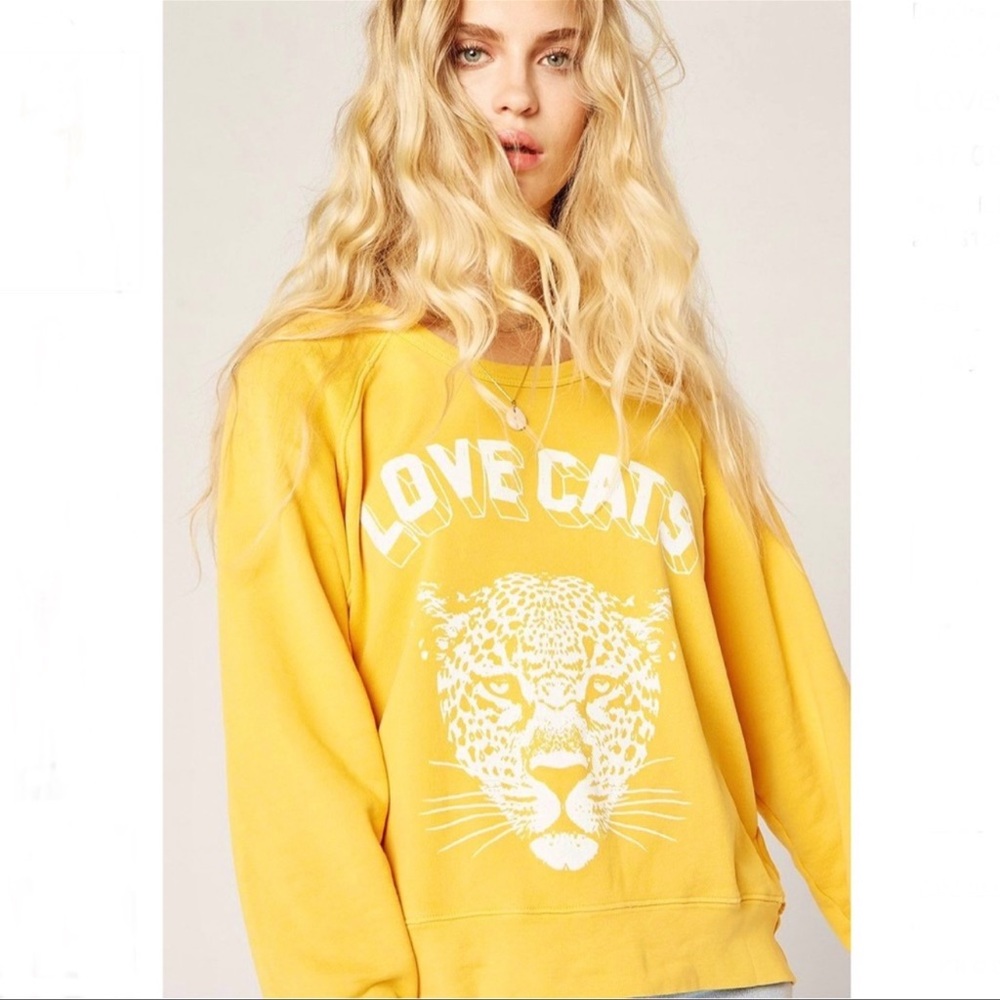 DAYDREAMER yellow Varsity cats sweatshirt